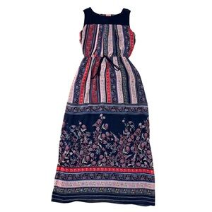 Boho Floral Stripe Maxi Dress | Sleeveless | Size 4